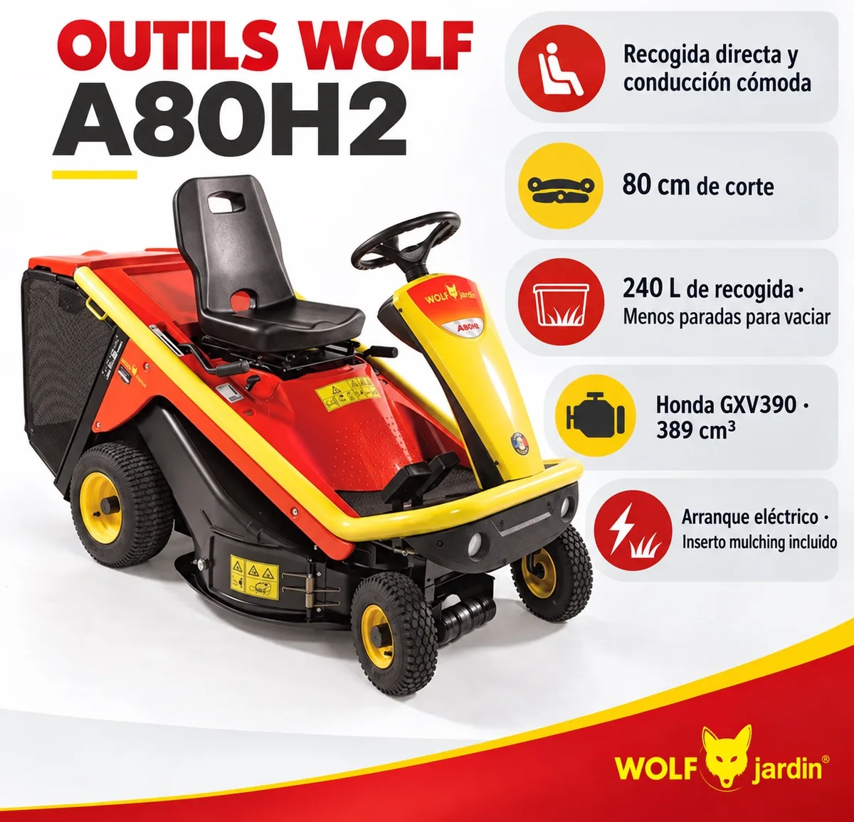 Tractor Cortacesped Outils Wolf  A80H2 — foto 2
