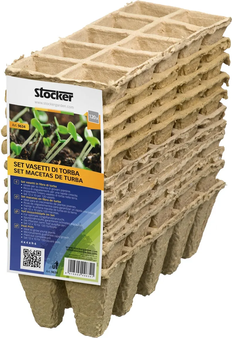 Set 12 Uds Semillero Fibra Turba Biodegradables 10 Huecos