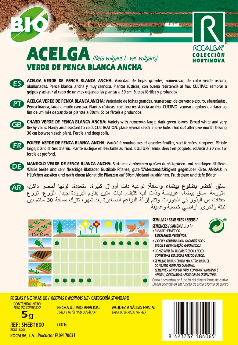 Semilla Ecologica Acelga Verde Penca Ancha blanca 2 — foto 2