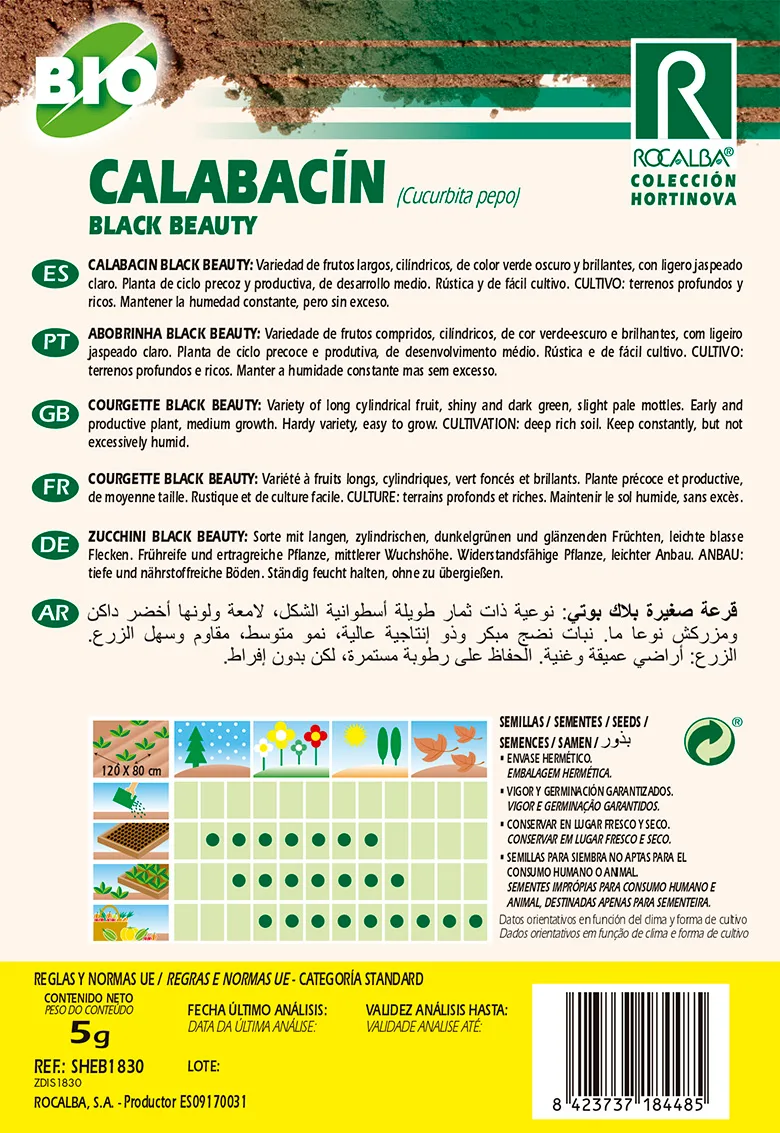 Semilla Ecologica Calabacin Black Beauty — foto 2