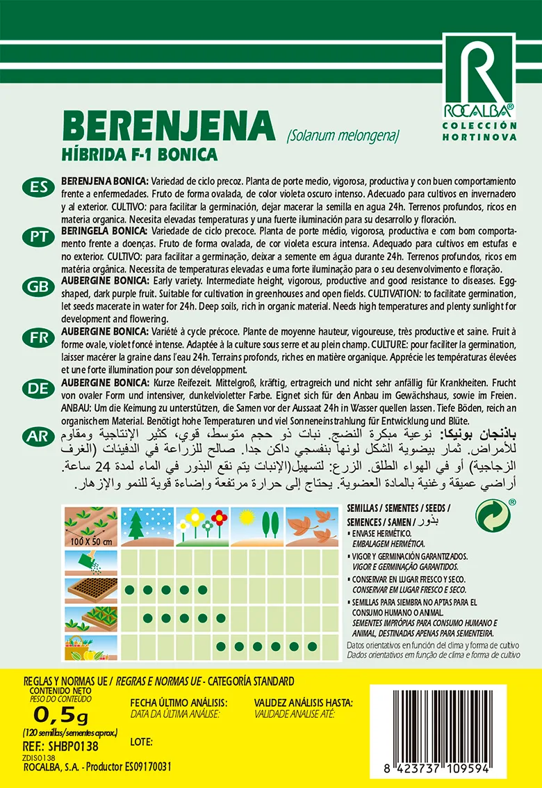 Semilla Profesional Berenjena Hibrida F1 Bonica — foto 2