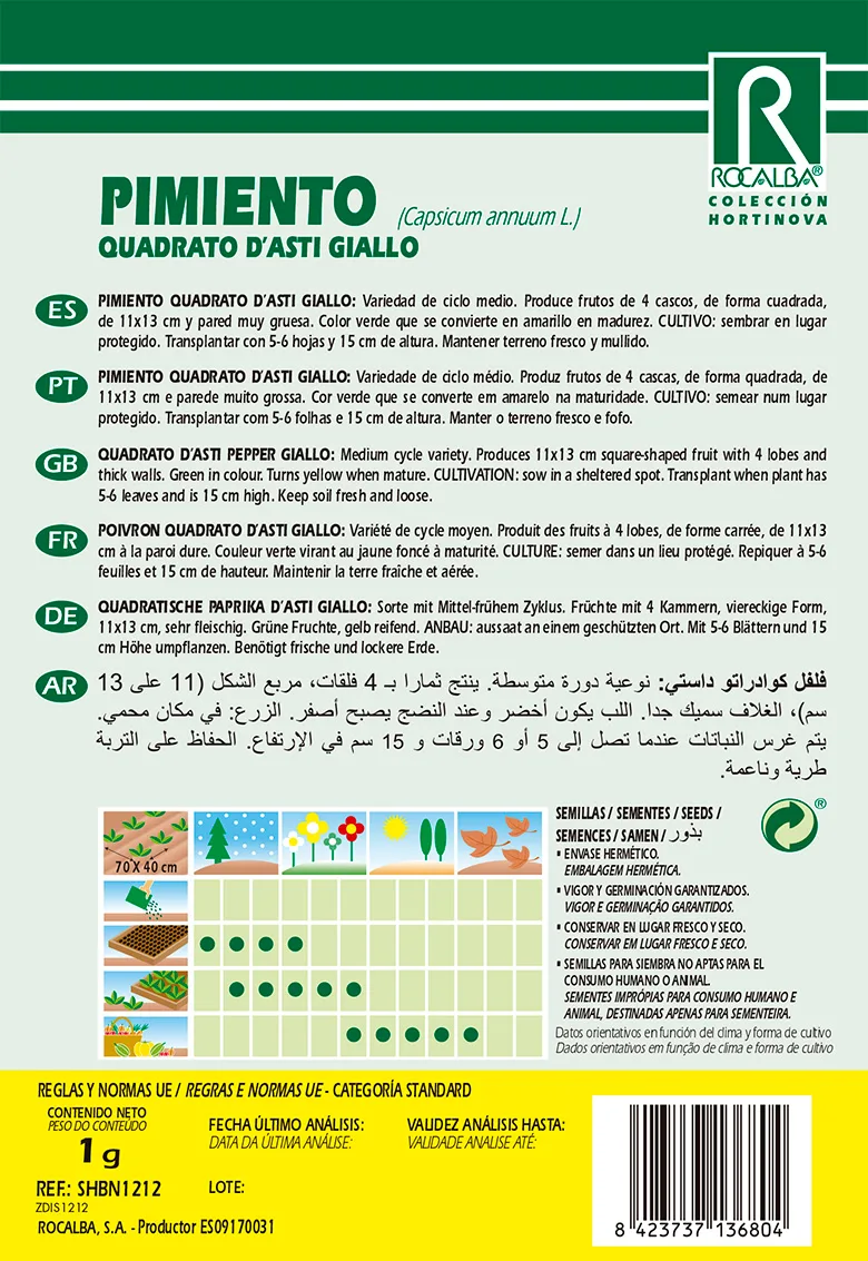 Semilla Pimiento Cuadrato Dasti Giallo — foto 2