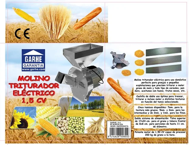 Molino Cereal y Aceituna Electrico Cromado 1.5cv — foto 5