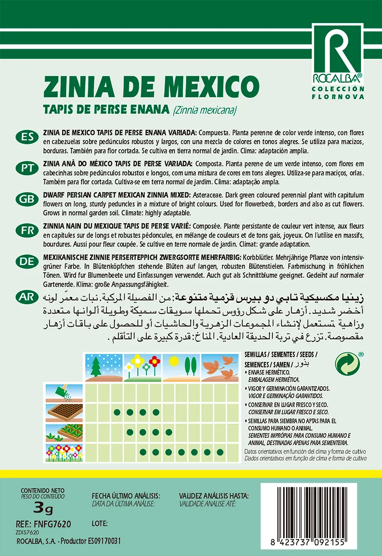 Semilla Zinia de Mexico Tapis de Perse Enana Variada — foto 2