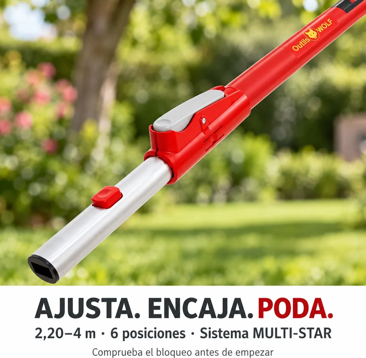 Pack de poda Outils Wolf MULTI-STAR: mango de 2,20 a 4 m + serrucho OZM3 + cortarramas ORM2 — foto 6