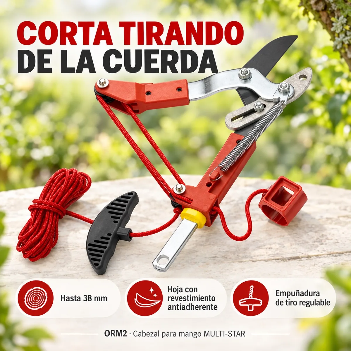 Pack de poda Outils Wolf MULTI-STAR: mango de 2,20 a 4 m + serrucho OZM3 + cortarramas ORM2 — foto 5