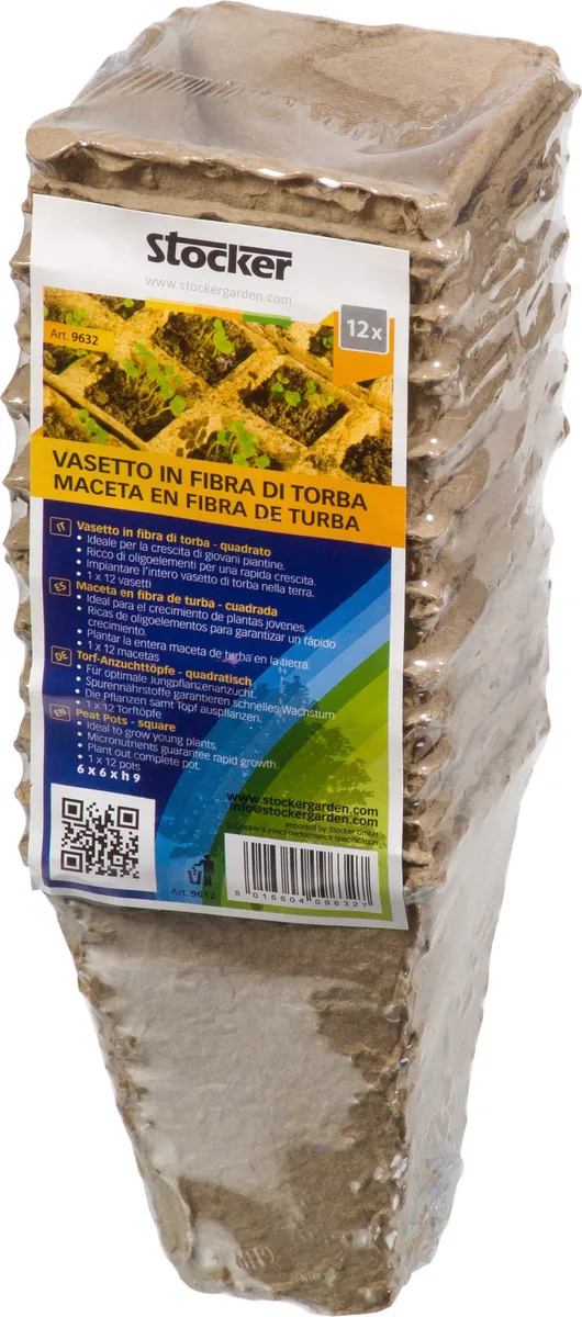 Macetas de Fibra de Turba Cuadradas Biodegradables