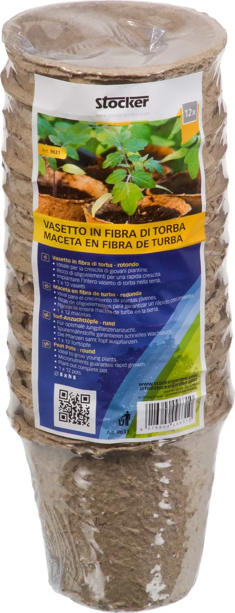 Macetas de Fibra de Turba Redonda Biodegradables 8x8
