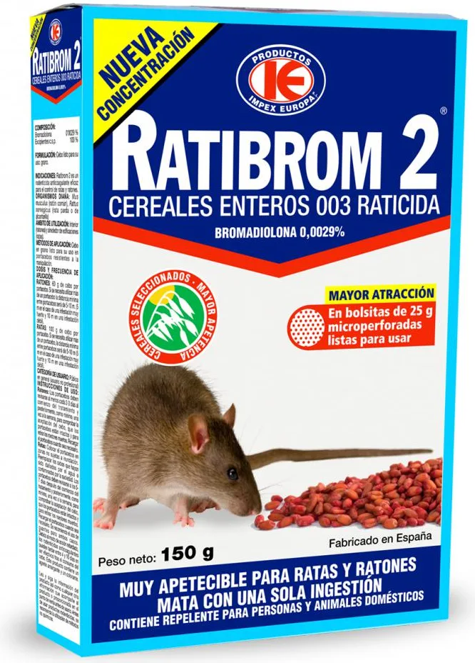 Raticida Ratibrom 2 Grano Cereales 150 gr
