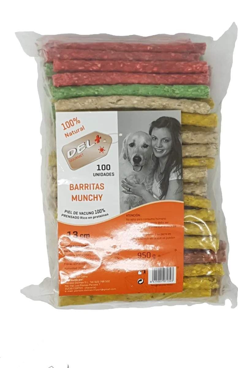 Del+ Gourmet Palitos Colores Munchy Perros 100u