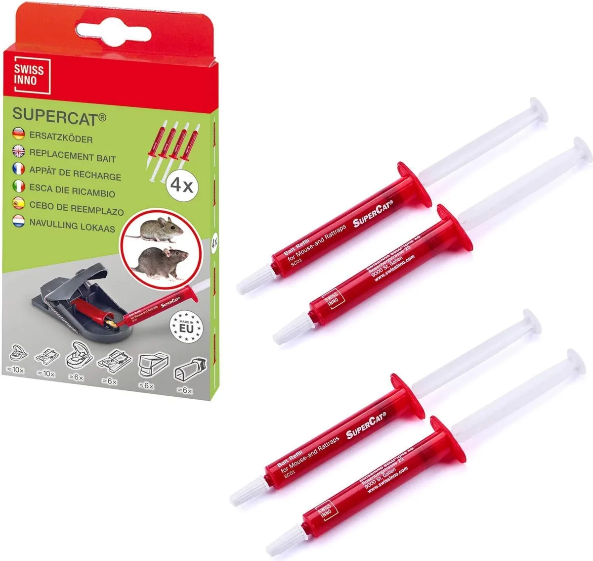 Cebo 2x Jeringas de 3g para Roedores Supercat