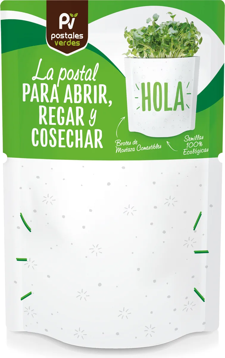 Postal Hola -semillas de Mostaza