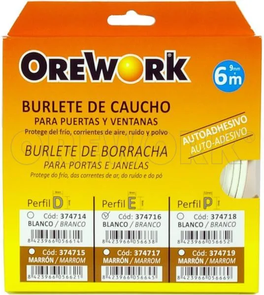 Burlete Caucho Orework 6x9 Blanco