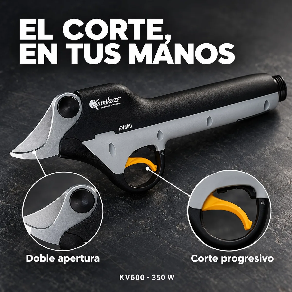 Tijera de poda a batería Kamikaze KV600 · corte progresivo Ø 35 mm · batería externa 44 V 4,4 Ah — foto 5