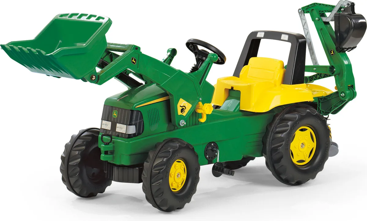 Tractor John Deere con Bulldozer y Excavadora