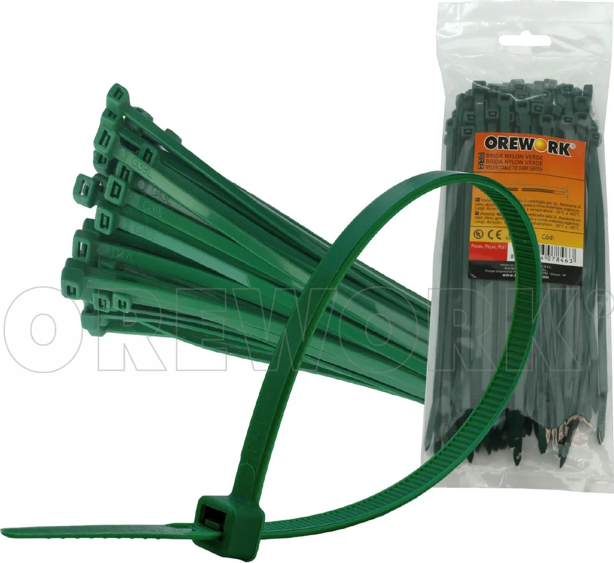 Brida Nylon Orework Verde 4,6x180mm 100u