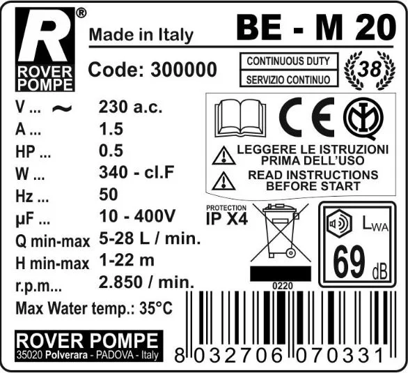Electrobomba para Liquidos - 370 W - Ø 20 mm — foto 2