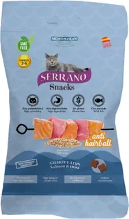 Snack Serrano Gatos Bolsa 50gr Salmon y Atun AntiHairball
