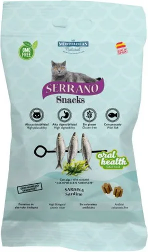 Snack Serrano Gatos Bolsa 50gr Sardina Salud Bucal