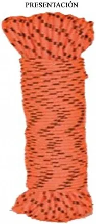 Cuerda Poliéster / Trenzado Color Naranja Fluor 3mm 20 metros