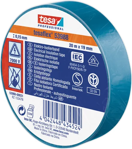 Cinta Aislante Tesa Azul 19 mm 20 Metros