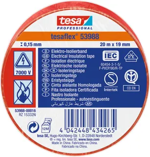 Cinta Aislante Tesa Roja 19 mm 20 Metros