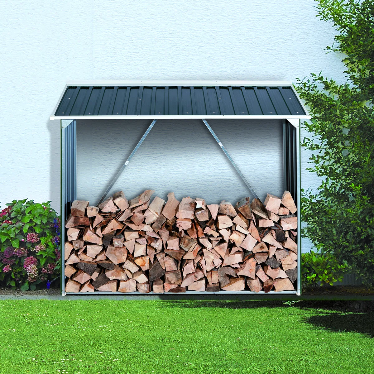 Leñero Metalico Jardin Duramax Modelo Leñero Antracita — foto 2