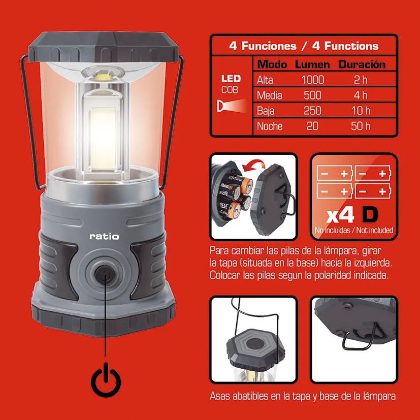 Linterna Camping Cob Leb 1000 Lumens Ratio — foto 2