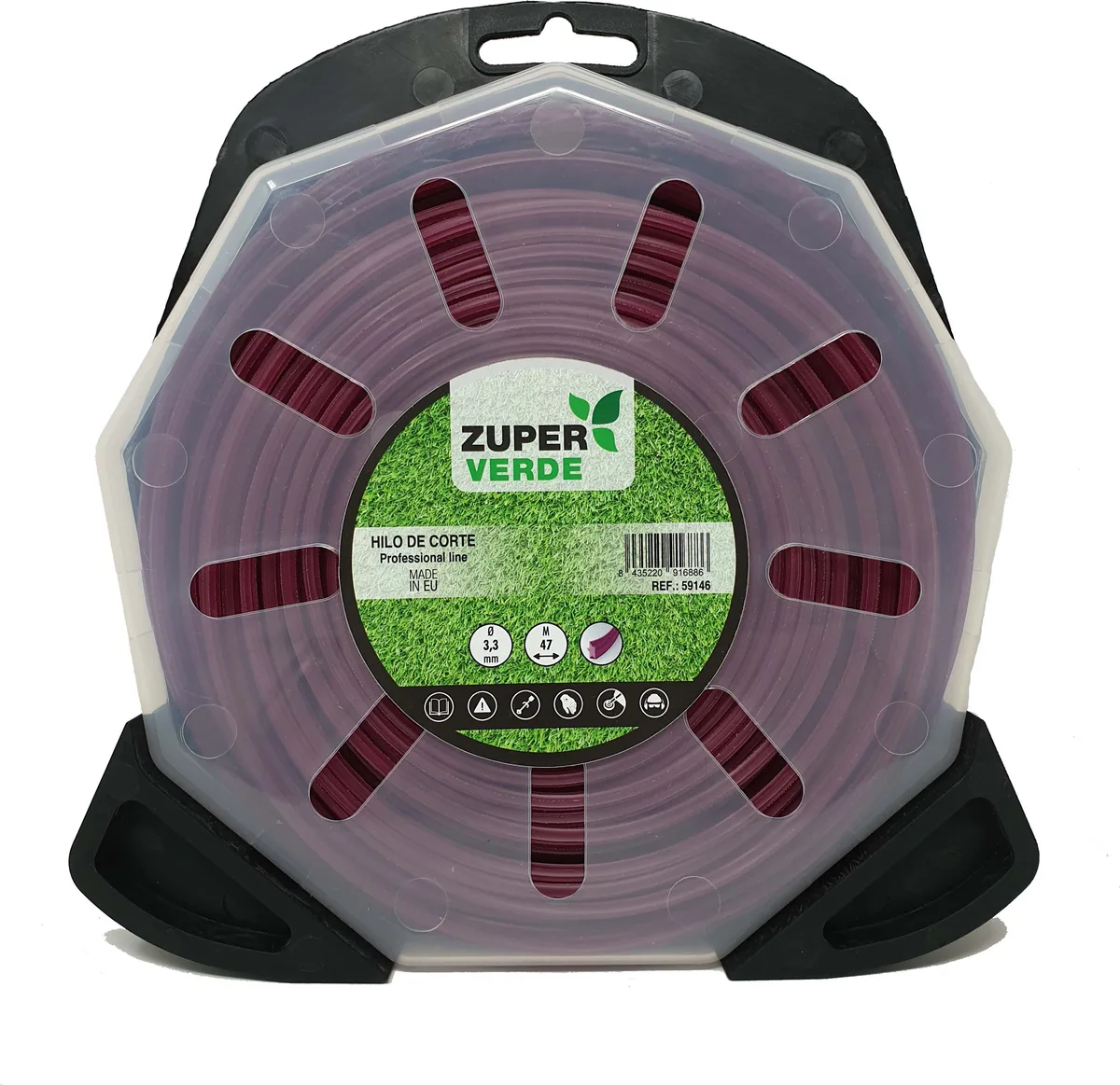 Hilo Desbrozadora Profesional Zuperverde Nylon Estrella 3.3mmx47m Granate