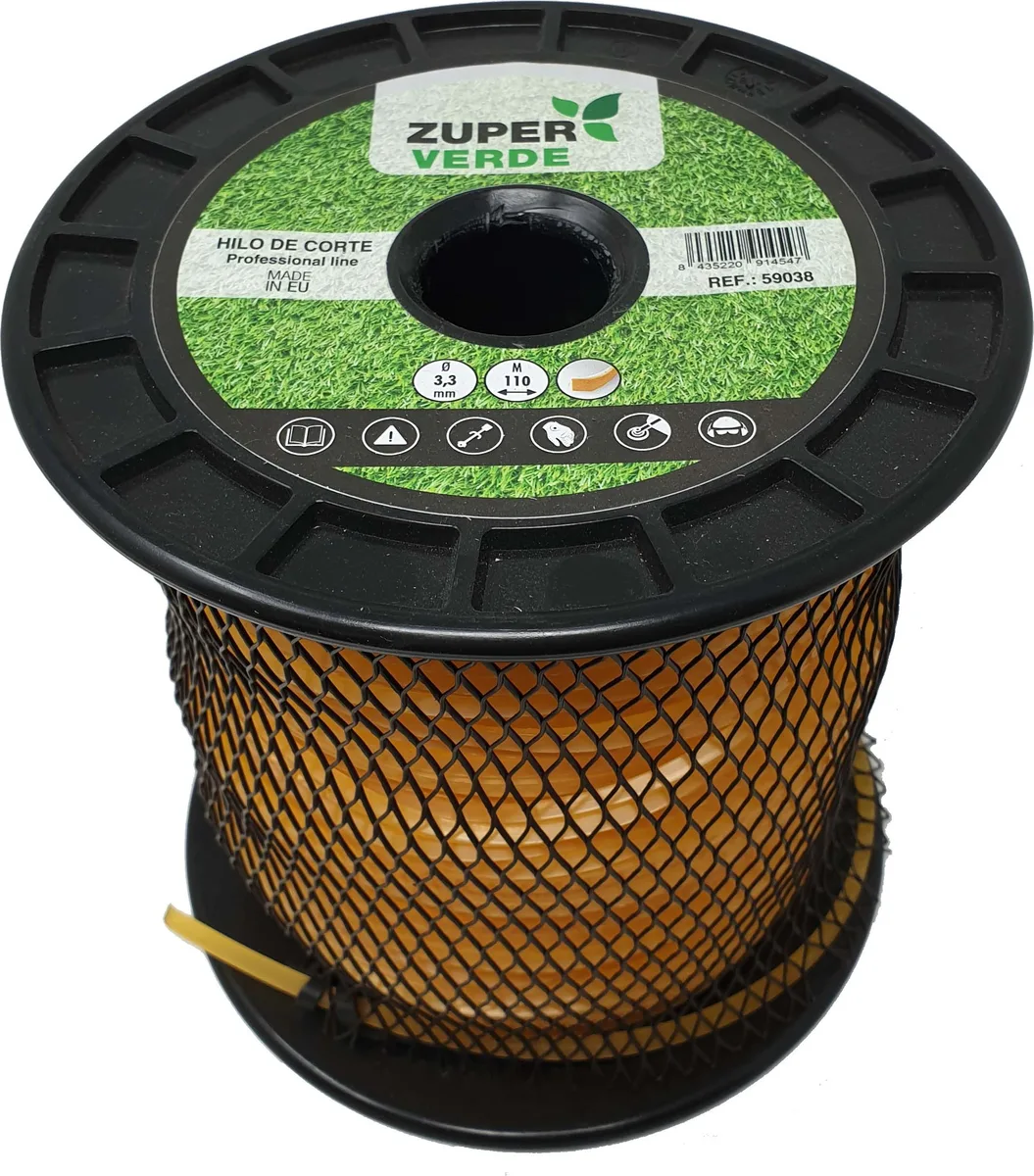 Hilo Desbrozadora Profesional Zuperverde Nylon Cuadrado 3.3mmx110m Amarillo