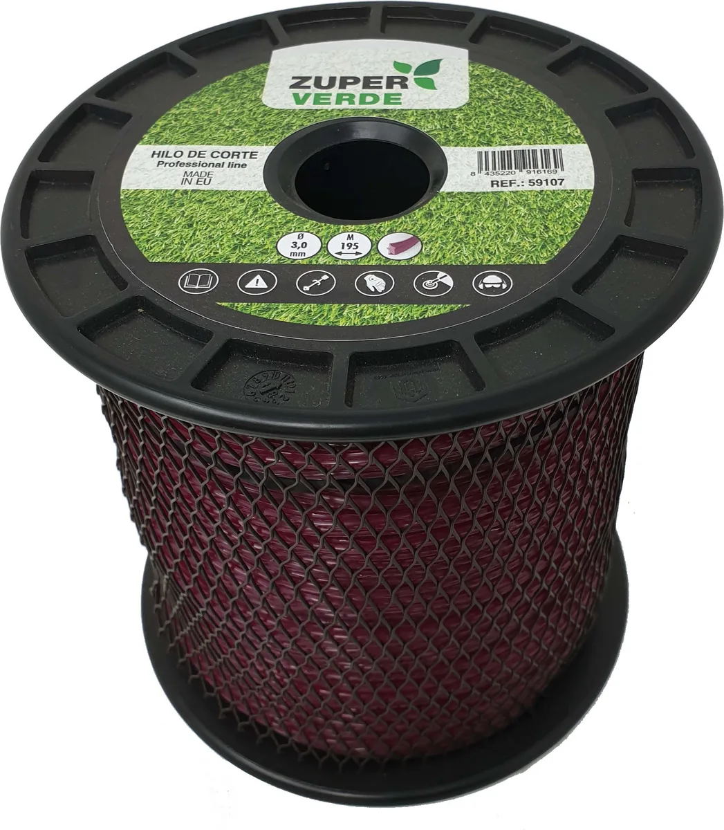 Hilo Desbrozadora Profesional Zuperverde Nylon Estrella 3mmx195m Granate