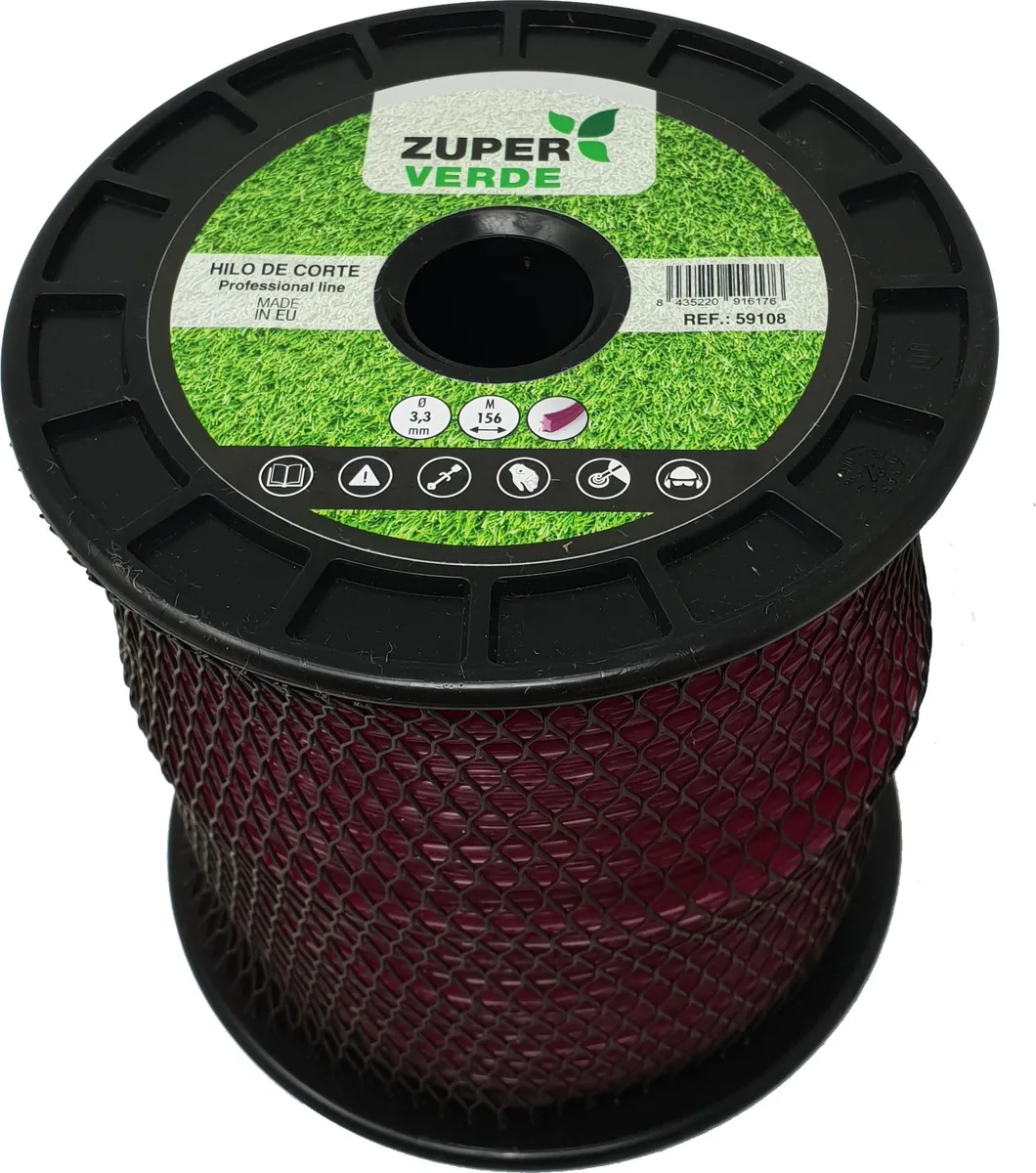 Hilo Desbrozadora Profesional Zuperverde Nylon Estrella 3.3mmx156m Granate