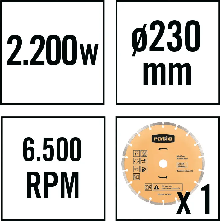 Amoladora Angular Ratio Ar2200 Nm 2200w 230mm — foto 2