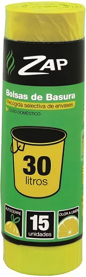 Bolsa Basura Zap Limon Amarillo 15u*30l