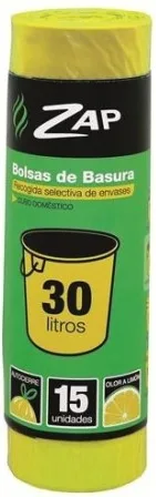 Bolsa Basura Zap Limon Amarillo 15u*30l — foto 2