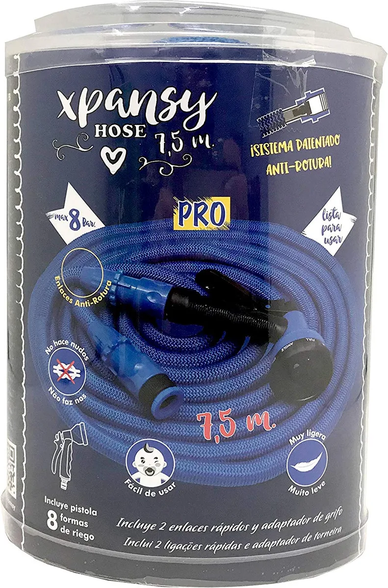 Xpansy Pro - Manguera Extensible de 7,5 Metros, Se Amplía de 2,5 a 7,5 metros con la Presión del Agua, Azul — foto 3