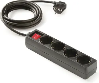 Base Multiple Regleta con Interruptor 4 Tomas 1,5 m Negro