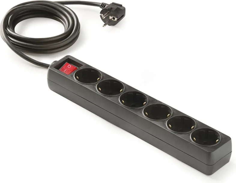 Base Multiple Regleta con Interruptor 6 Tomas 1,5 m Negro — foto 3