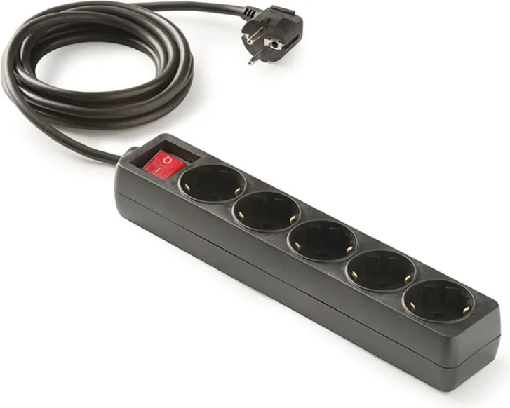 Base Multiple Regleta con Interruptor 5 Tomas 1,5 m Negro — foto 2