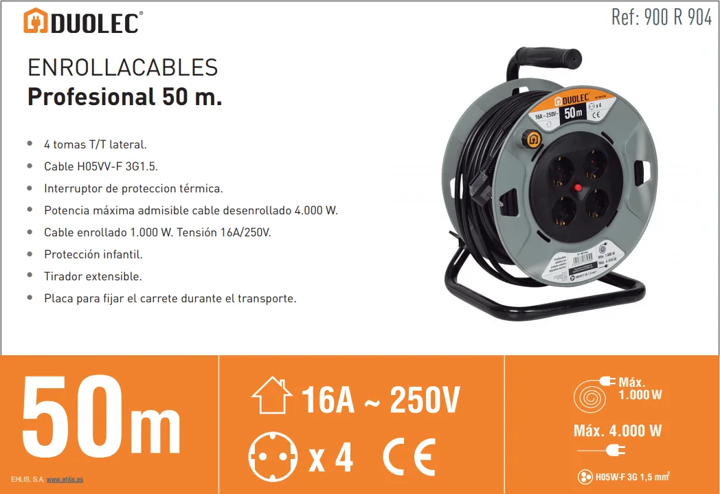 Enrollacable Profesional 50m Max 400w — foto 3