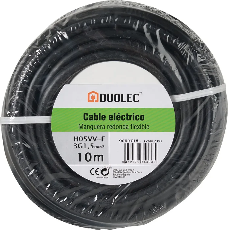 Cable Electrico Manguera Redonda 3*1,5 10m Negro Duolec — foto principal