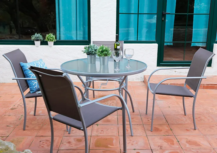 Mesa Jardín Acero y Cristal Serie Brasil — foto 3