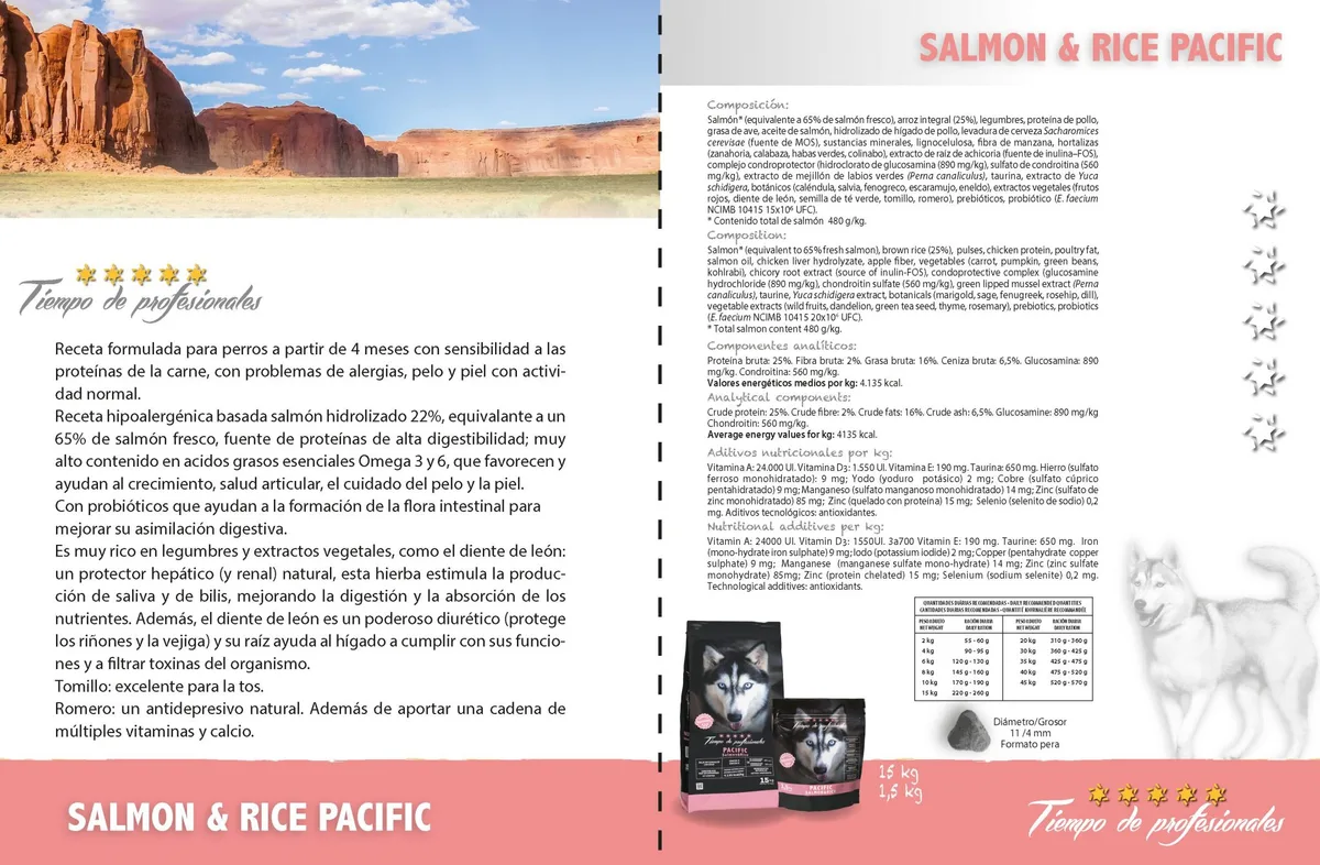 Pienso Perros Tiempo de Profesionales Salmon y Arroz Pacific 15 kg — foto 2