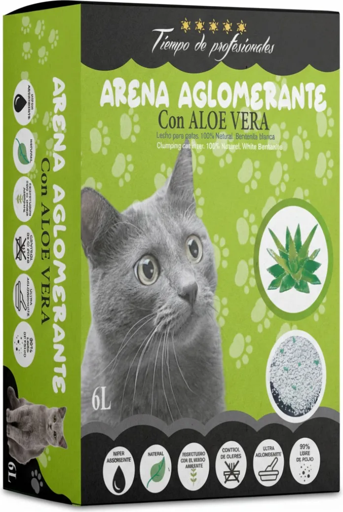 Arena Aglomerante para Gatos Aroma Aloe Vera Del+ 6l