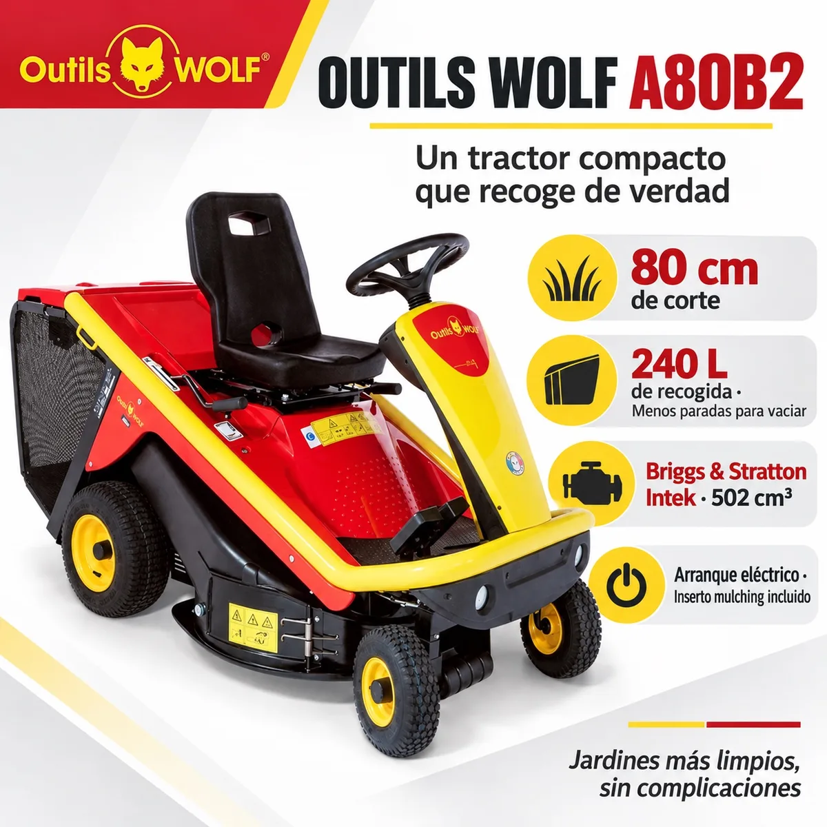 Tractor Cortacesped Outils Wolf  A80 B — foto 2