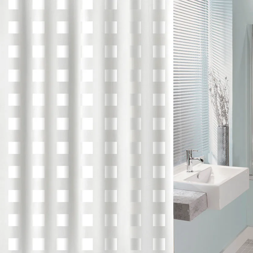 Cortina Baño Cuadrado Blanco