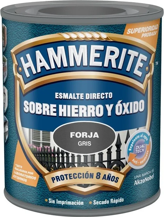 Esmalte Metalico Directo Hammerite Forja Gris 750ml