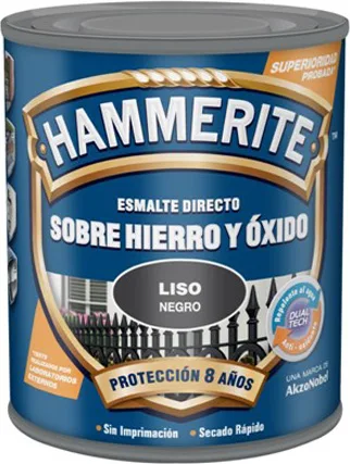 Esmalte Metalico Directo Hammerite Liso Brillo Negro 250ml — foto 2