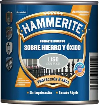 Esmalte Metalico Directo Hammerite Liso Brillo Gris Plata 250ml