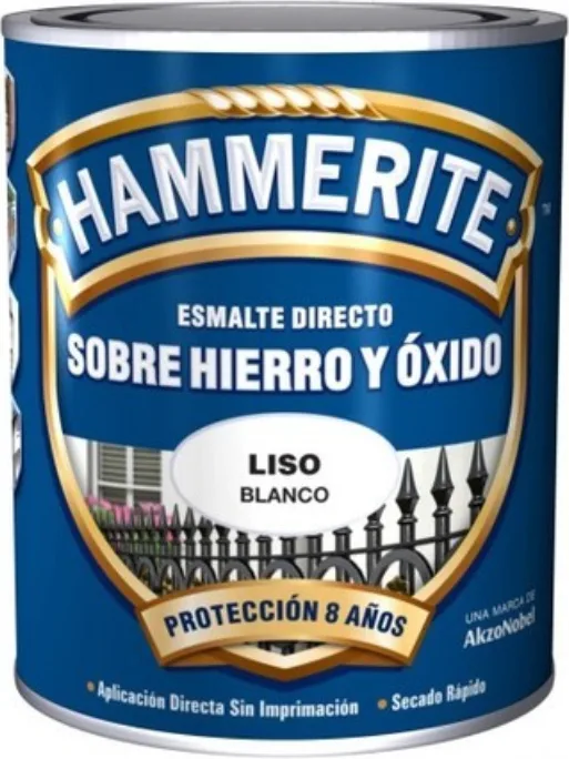 Esmalte Metalico Directo Hammerite Liso Brillo Blanco 750ml